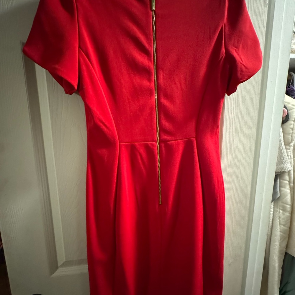 Calvin Klein Vibrant Red Long Sleeve Dress - Picture 3 of 7
